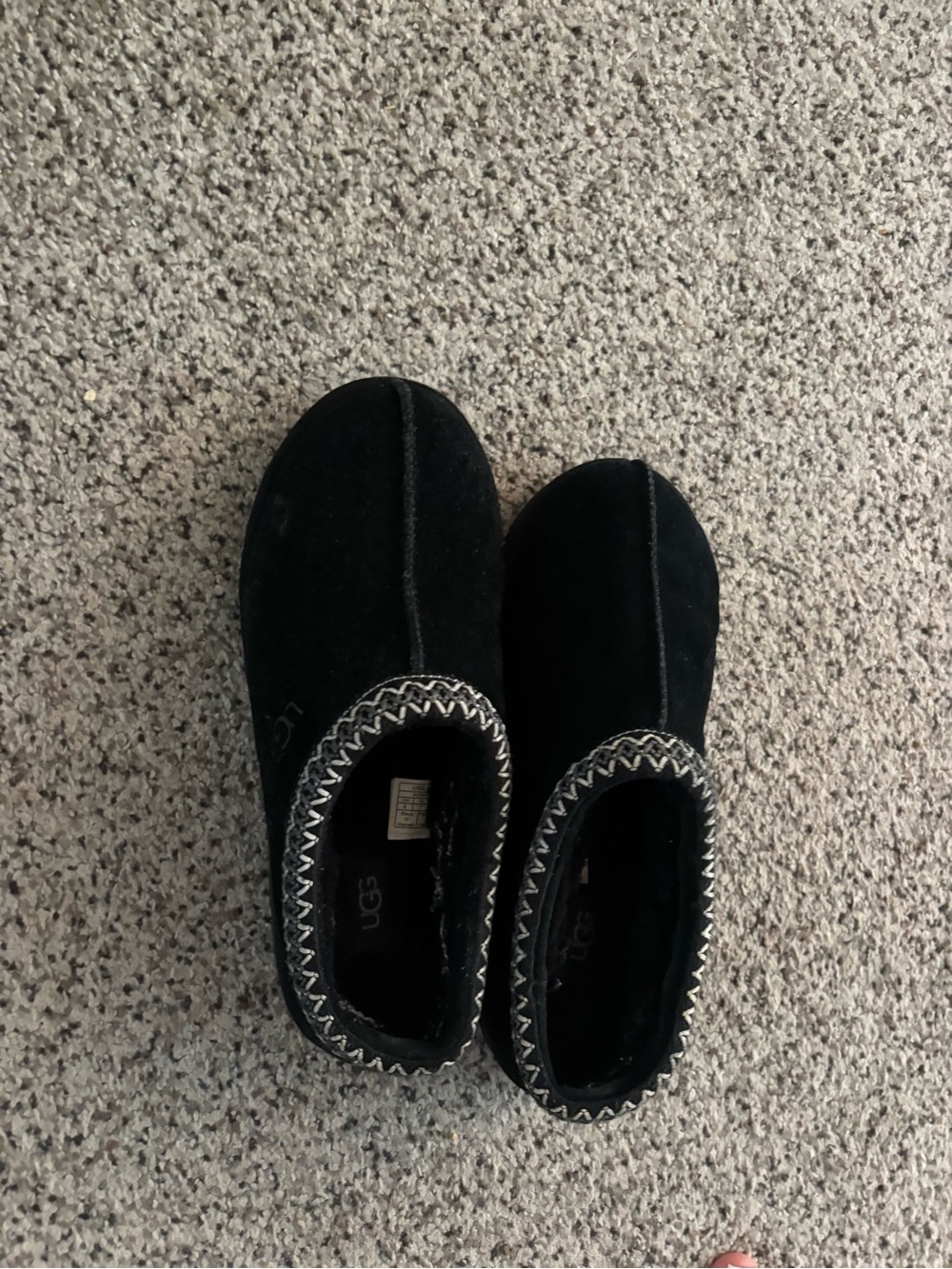 UGG Black Suede Zigzag-Trim Slip-Ons